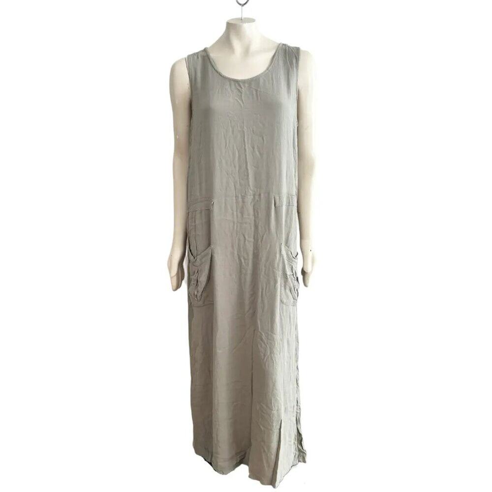NEW CUT LOOSE Long Line Slouchy Pocket Relaxed Maxi Dress in Sage Green  SZ M